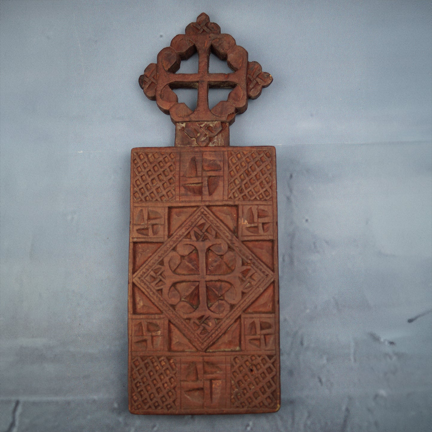 Äthiopische Holz-Ikone: Handgeschnitzt & Handbemalt