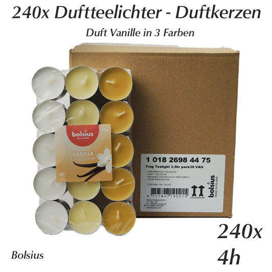 240 Duftkerzen Duft Teelichter Bolsius 8x30 Vanille 4h