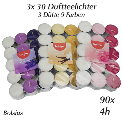 Duft Teelichter Duftkerzen Bolsius 3x30 Lavendel Vanille Pink Orchidee