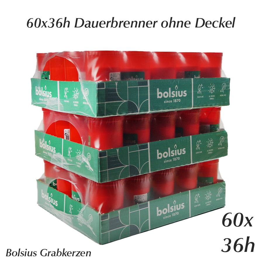 Dauerbrenner ohne Deckel - Grabkerze Rot Grablicht Bolsius 60x