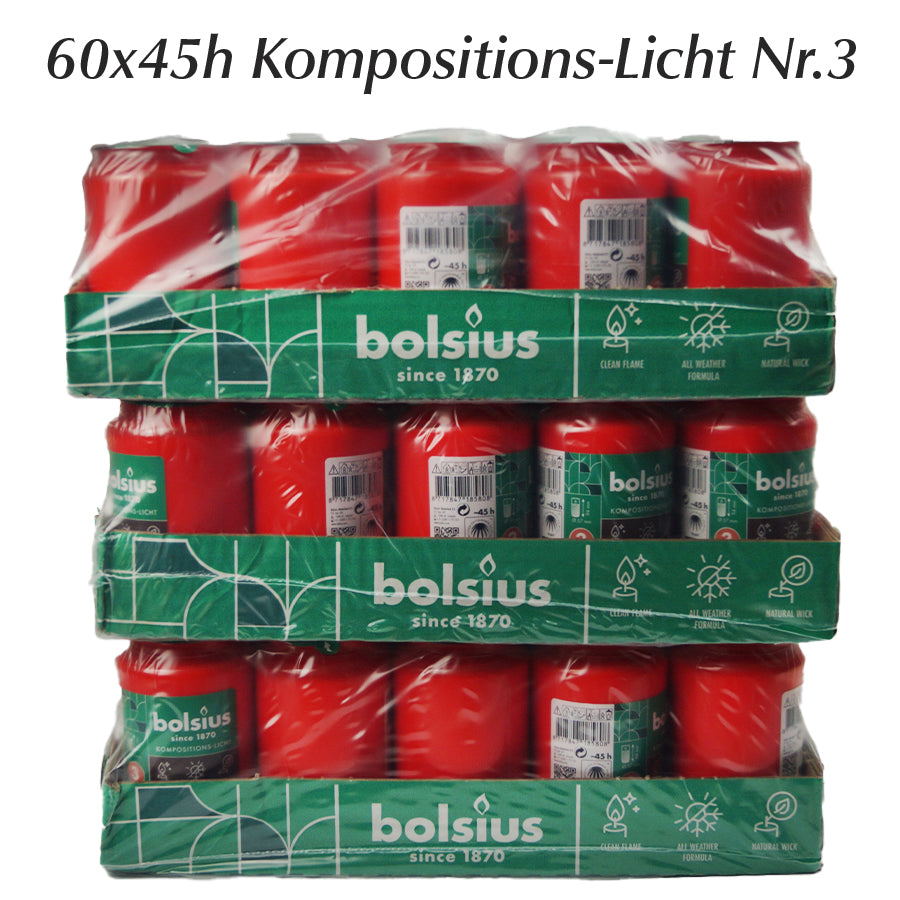 60x Grabkerze Kompositions-Licht Nr. 3 - Rotes Grablicht von Bolsius