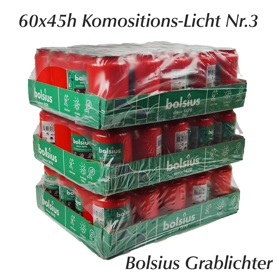 60x Grabkerze Kompositions-Licht Nr. 3 - Rotes Grablicht von Bolsius