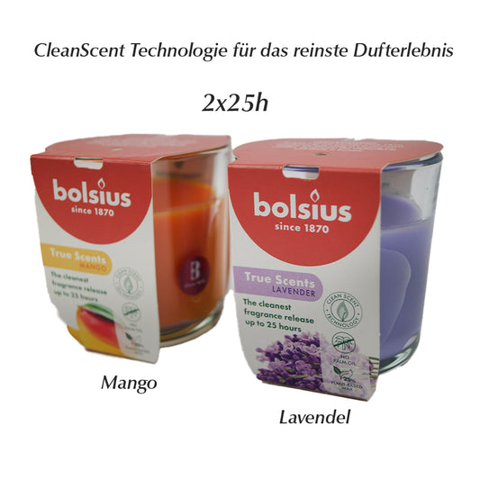 Duftkerzen im Glas True Scents 2x Düfte Mango&Lavendel 2x25Std.